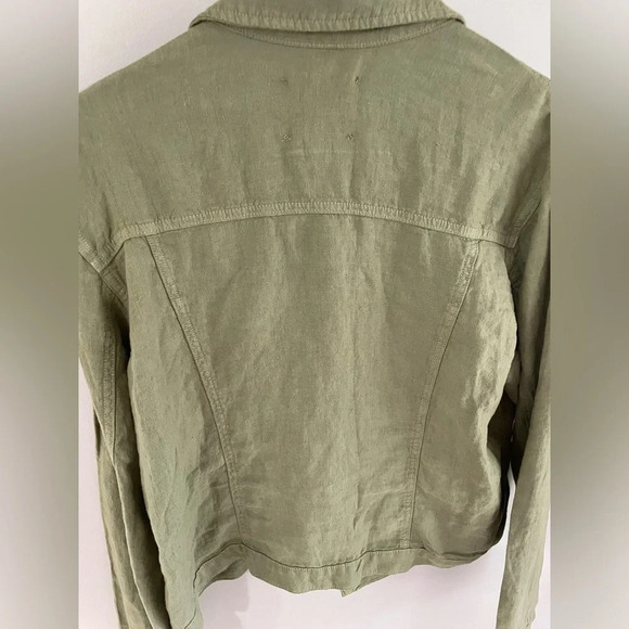 L'AGENCE Celine Slim Linen Utility Jacket - Sage Green - XXL - Picture 14 of 15